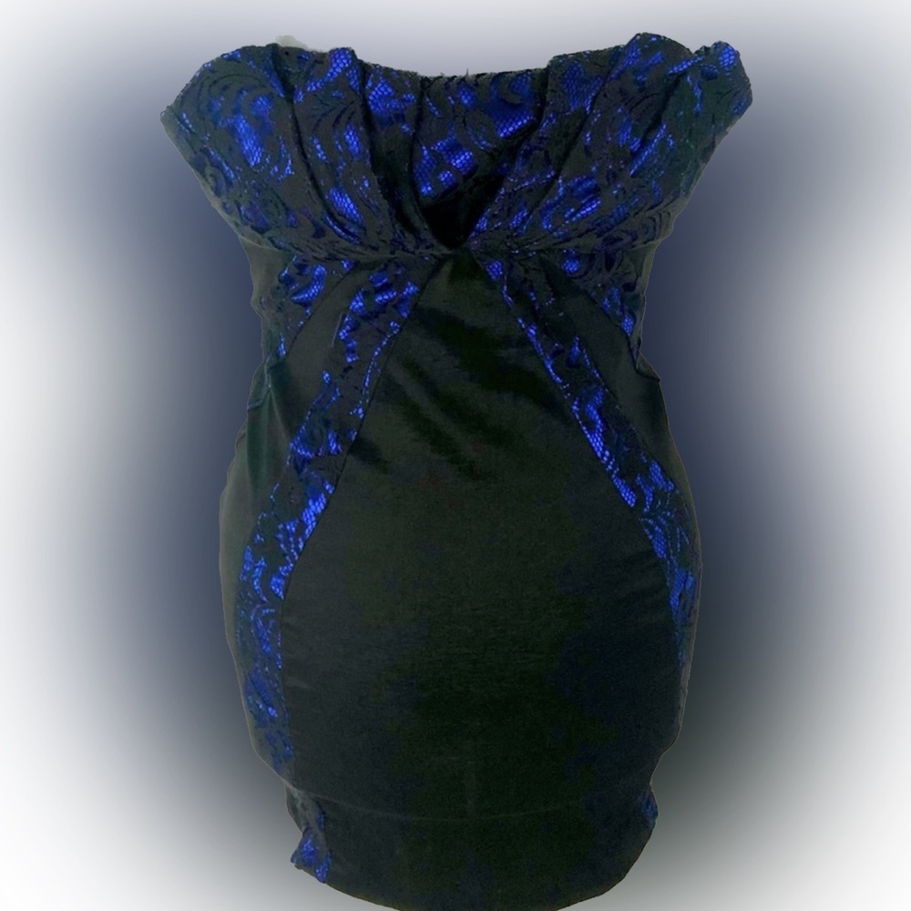 Charlotte Russe Black and Blue Strapless Dress.